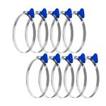 POWERTEC 70260 4 Inch Key Hose Clamp, Thumb Screw Key Adjustable Stainless Steel Hose Clamps for Dust Collection, Dust Collector and Dryer Vent Hose, Pipe Clamp, RV Clamp, Worm Gear Clamp, 10 Pack