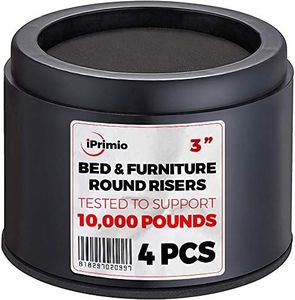 iPrimio Bed Risers 3 Inch Lift, Round, Heavy Duty, 4 Pack, Up to 10000lbs - Bed Raising Blocks, Furniture Risers - Safe, Sturdy Bed Lifts for College Dorm Rooms, Couches, Tables, Desk Riser