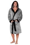 CityComfort Luxury Super Soft Men Dressing Gown Mens Bathrobe, (Black/Grey, M)