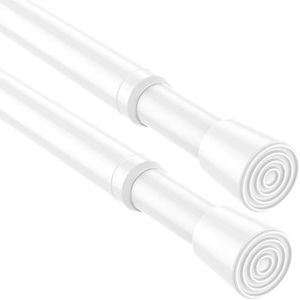 Zipglo Tension Curtain Rod 26-39 Inches，2Pcs White Tension Rod Adjustable No Drill Spring Curtain Rod for Doorway, Window, Closet