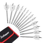 ROGAPER 13-Piece Spade Drill Bit Sets, Alloy Steel Paddle Flat Bit with Quick Change Shank, Flat Wood Hole Cutter Fit for Woodworking, Assorted Bits with Nylon Storage Pouch, 1/4" to 1-1/2"