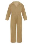 CHICTRY Children Boys Dance Coveralls Long Sleeves Zipper Jumpsuit Overalls One Piece Suit Street Dance Performance Outfit Khaki 15-16 Years