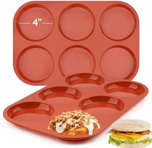 JOERSH 2-PK Silicone Egg Mold for Breakfast Sandwiches 4" Jumbo Size Muffin Top Pan, Non-Stick Round Silicone Molds for Baking Hamburger Bun, Eggs and More