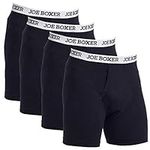 Joe Boxer Men's Boxer Briefs 4-Pack (Large, Black)