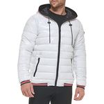 Calvin Klein Men's Snap Front Puffer Jacket, Super Shine White, Small