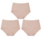 Women’s Cotton Rich Full Briefs Light Tummy Support Panties Full Coverage Maxi Knickers Plaid Underwear Pack of 3, Nude Size10