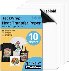 TECKWRAP Printable Heat Transfer Paper for T-Shirts 10 Sheets, 11" X 17" Printable Heat Transfer Vinyl for Inkjet Printer, Iron on Transfer Paper for Light and Dark Fabric (Matte)