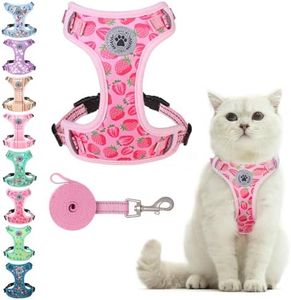 BEAUTYZOO Cat Harness and Leash Set for Walking Escape Proof, Neck Release Adjustable Harness for Kitten Puppy Small Medium Large Cats, Soft Cute Easy Control Small Cat Harness for Cats Boy and Girls