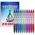 Zebra Z-Grip Smooth Ballpoint Pen - 1.0mm - Essential Set - Black, Blue, Red, Green & Violet Ink - Pack of 10 - in Zebra Packaging