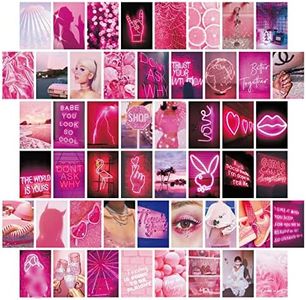 50pcs Wall Collage Kit Pink Aesthetic Pictures for Bedroom Decor - Aesthetic Room Decor for Teen Girls, Wall Art, Indie Room Decor, Vsco Posters Neon Pink Wall Pictures for Wall Decor (4x6 Inches)