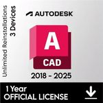 AutoCAD Software 1-Year Subscription (1 User, 3 Devices) (For Windows, MacOS, Android, iOS, M1, M2, M3) (All Original versions Included)