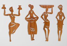 Auromin Tribal Women 4 Pcs Wall Decor Art, Hall Decoration Items for Living Room, Office, Drawing Room, Bedroom (X-Large, Brown) Engineered Wood