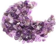 500Pcs Amethyst Crystals Chips Gemstone Beads, 5-8mm Irregular Natural Crystal Beads for Jewellery Making, Drilled Crystal Bracelet Beads for Crafting