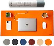 Nordik Leather Desk Mat Cable Organiser (Tangerine Orange 89 X 43 cm) Premium Extended Mouse Mat for Home Office Accessories - Felt Vegan Large Leather Desk Pad Protector & Desk Blotter Pads Decor