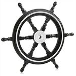 Nagina International Nautical Premium Sailor's Hand Crafted Brass & Wooden Ship Wheel | Luxury Gift Decor | Boat Collectibles (Black (Aluminum Ring), 30 Inches)