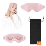 Sibba Eye Mask for Sleeping 3D Contoured Cup Sleep Eye Mask Blackout Eye Shade Adjustable Strap Eye Cover Night Eye Sleeping Mask Covering Blindfold Mask Fit Lash Extensions Travel Yoga Nap (Pink)