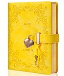 CAGIE Diary with Lock for Girls, Kids Journal with Lock Personal Organizer Travel Secret Lock Journal Notebook Gifts for Teen Girls and Women, 5.3 x 7 in, Yellow