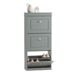 SoBuy FSR94-HG,3 Drawers Shoe Cabinet Shoe Rack Shoe Storage Cupboard Organizer Unit,Grey