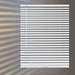 HIDODO Aluminum Mini Blinds for Windows Cordless Horizontal Window Blinds, Metal Blinds Waterproof Light Adjustment Room Darkening Mini Blinds, 58" W x 48" H, White