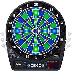 Viper Ion Electronic Dartboard, Illuminated Segments, Light Based Games, Green and Blue Segment Colors, Ultra Thin Spider to Increased Scoring Area