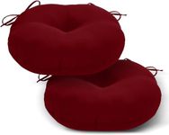 MILLIARD Chair Cushions Set of 2, Outdoor Round Chair Cushions 18 Inch, Waterproof Round Outdoor Cushions with Ties, Outdoor Chair Cushions for Patio Furniture (Maroon)