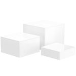 NIUBEE Buffet Risers, Food Display Stands for Party, 3PCS Acrylic Risers for Display Cake Collectible Jewelry Figures Show, White Cube Dessert Table Display Nesting Riser with Hollow Bottoms 8"x9"x10"