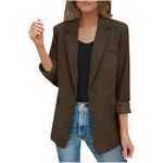 Lightling Deals of Today Womens 2024 Fall Lapel Blazer Coats Business Causal Suit Jacket Open Front Long Sleeve Blazers Office Work Clothes Prime Deals Day Today Only Clearance Brown