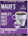 Maud's Half Caff Coffee Pods, 24 Ct | World's Best Half Caff | 100% Arabica Medium Roast Coffee | Solar Energy Produced Recyclable Single Serve Coffee Pods Compatible with Keurig K-Cup Brewers