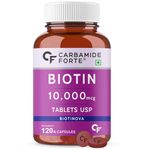 Carbamide Forte Biotin 10000mcg for Hair Growth, Skin & Nails - 120 Veg Tablets