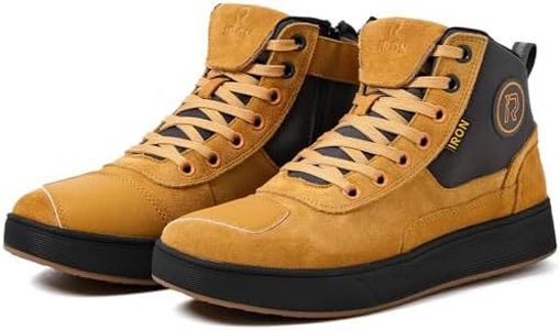 RIDEIRON Motorcycle Shoes for Men, Thickened Anti-Slip Sole, Breathable Casual Motorcycle Riding Boots with Ankle Support, Shift Pad (Yellow/11 Men)