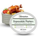 FAMASTON 60 pack Oval Paper Plates 12 inch 100% Compostable Heavy-Duty disposable extra large platters thanksgiving dinner party bulk 12" biodegradable platos - White