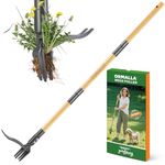 ORMALLA Weed Puller, 43.7in Long Handle Weed Remover, Dandelion Removal Tool, Natural Bamboo Handle and 4 Claws, Stand Up Garden Weed Root Remover, Pet Friendly (Upgrade)
