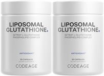 Codeage Liposomal Glutathione Supplement - Pure Reduced Setria L Glutathione Skin - Nano Encapsulated Glutathione Powder Pills - Phospholipids - Antioxidant Complex - Vegan, Non-GMO - 2 Pack