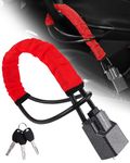 Tevlaphee Steering Wheel Lock Seat Belt Lock Universal Anti Theft Car Device Car Lock Car Theft Prevention with 3 Keys for Car Security Fit Most Vehicles Truck SUV Van (Red)