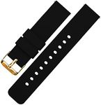 BARTON WATCH BANDS 24mm Black Soft Silicone Quick Release - Gold Buckle