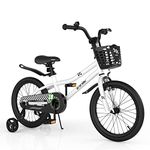 BABY JOY Kids Bike, 18 Inch Children Bikes for Boys Girls Age 3-8 Years w/Training Wheels, Handbrake, Coaster Brake & Removable Basket, Kids’ Bicycles of Multiple Colors