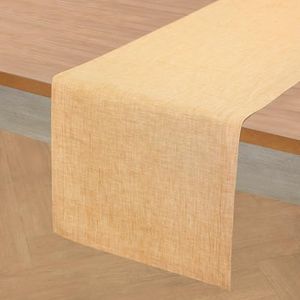 Solino Home Linen Table Runner 156 Inches Long - Athena, 100% Pure Linen Golden Nugget Table Runner 14 x 156 Inch for Dining, Spring, Summer