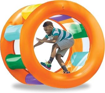 HearthSong Roll with It! 2.0 Giant Inflatable Rainbow Land Roller with Mesh Interior for Active Outdoor Play, 67" Outer Diam. x 45" Inner Diam., Holds up to 300 lbs.