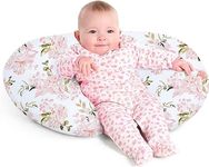 Nursing Pillow, Breast Feeding Pillows for Mom, Rose Floral Print Soft Cover with Breathable Filling, Infant Feeding Support Pillow for 0-12 Months, Multifunctional Support Cushion for Travel