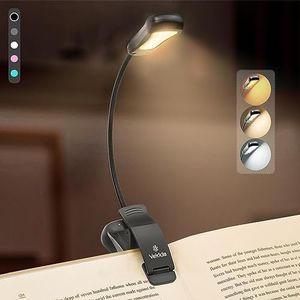 Vekkia/LuminoLite Rechargeable Book Light, Reading Lights for Books in Bed, 3 Colortemperature × 3 Brightness, Clip on Book, Up to 70 Hours Lighting, Great for Readers, Travel (Black)