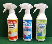 HG Bathroom Cleaning Triple Pack. Mould Spray , Scale Away & Shower & Basin Spray 3 x 500ml