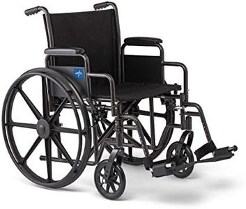 Medline Comfortable Folding Wheelchair with Swing-Back Desk-Length Arms and Swing-Away Footrests, 18”W x 16X”D Seat