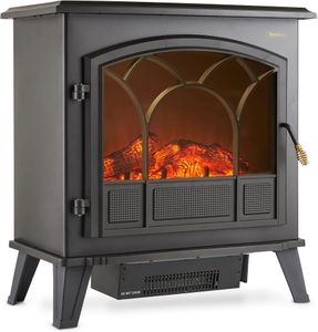 VonHaus Electric Stove Heater – Black Freestanding Fireplace