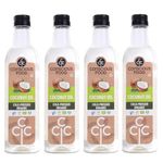 Conscious Food Cold Pressed Coconut Oil in pet bottle | Certified Organic | 100% Pure | Good For Cooking | Boosts Heart Health Skin Care | Coconut Oil - 2 Liter Pack of 4(500ml x 4)