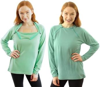 Inspired Comforts Women's Chemo Port Access Shirt with Dual Chest Zips | Full Sleeve | 100% Cotton | XL, Green