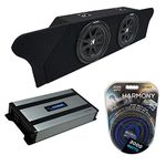 Compatible with 2010-2015 Chevy Camaro Coupe Trunk Kicker Bundle Comp C10 Dual 10" Sub Box Enclosure & Harmony HA-A800.1 Amp