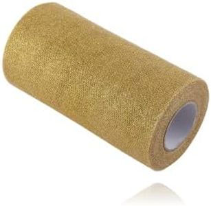Rotolo di tulle scintillante dorato, 6 pollici x 25 metri, rotolo di nastro di tulle, nastro di tule, oro e lustrini, per decorazione di matrimonio, fai da te, runner da tavola, gonna da tut¨´,