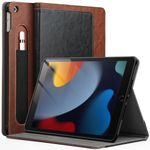 JETech Case for iPad 10.2-Inch, 9th/8th/7th Generation (2021/2020/2019) with Pencil Holder, Multi-Angle Stand Soft TPU Protective Cover Auto Wake/Sleep (Black/Brown)