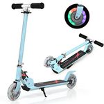 COSTWAY Kids Kick Scooter, Light Up LED 2 Wheeled Scooters for Ages 4 to 13 Children Girls Boys, Adjustable T-bar Foldable Push Board Maximum Load 70KG (Light Blue)