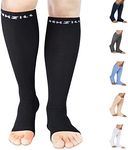 NEWZILL Compression Socks for Women & Men Circulation 20-30 mmHg, Graduated Open Toe, Cotton Compression Socks for Nurses Black